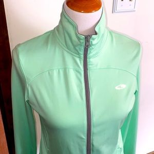 CHAMPION Vintage zip up jacket. Cool lime green with gray trim. Size XL fits Med